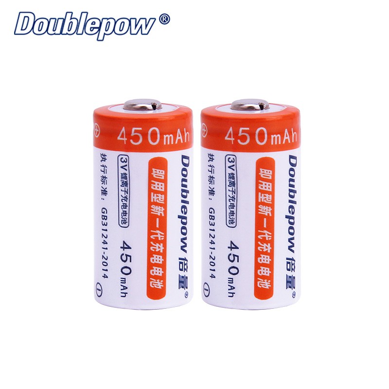 Bộ 2 Pin sạc CR123A Doublepow 450mAh