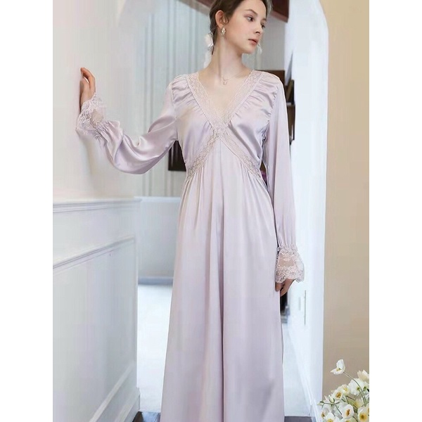 Váy ngủ lụa tiểu thư sexy cao cấp Đầm mặc nhà siêu quyến rũ