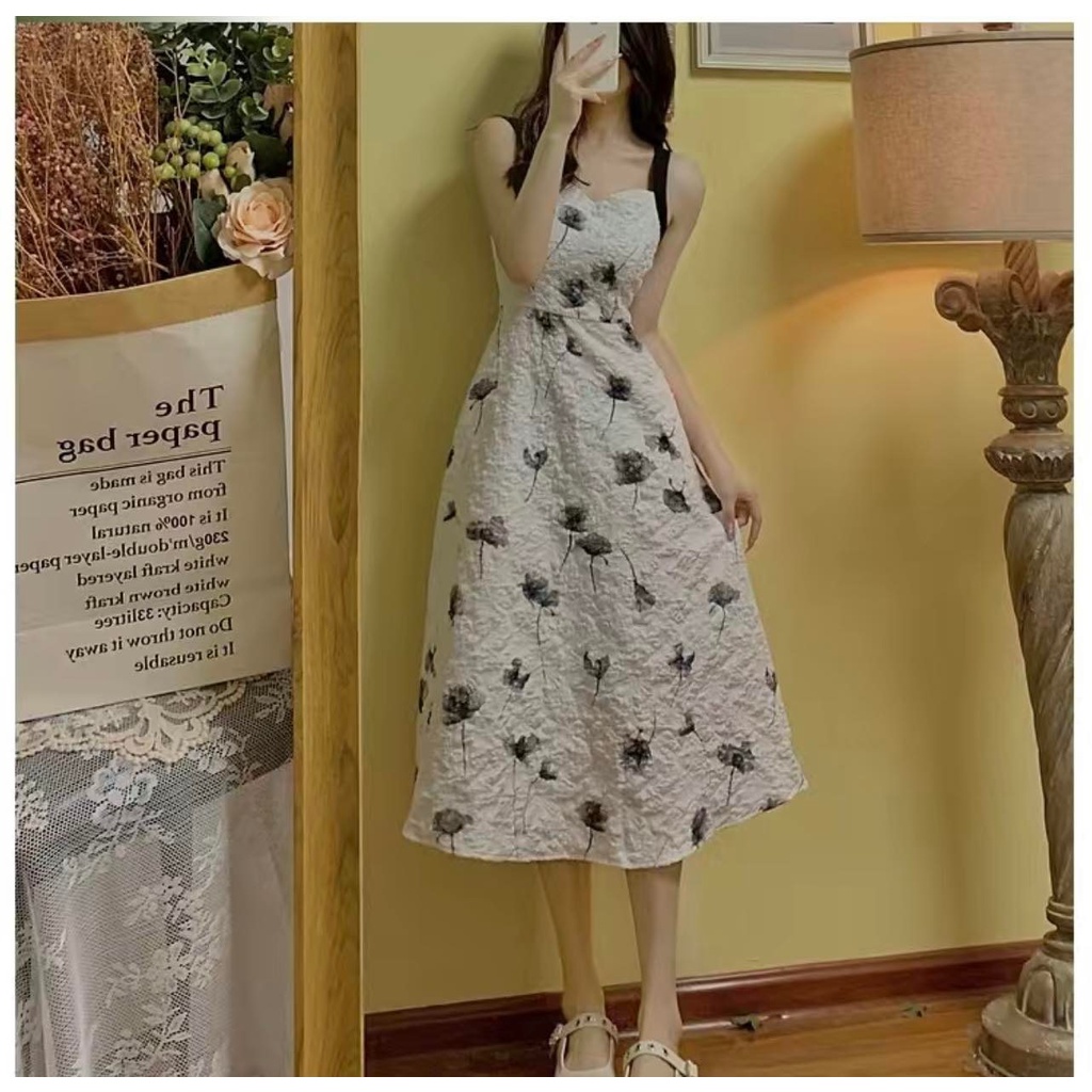 Set sơ mi dài tay + đầm hai dây dáng dài phong cách Retro 2022