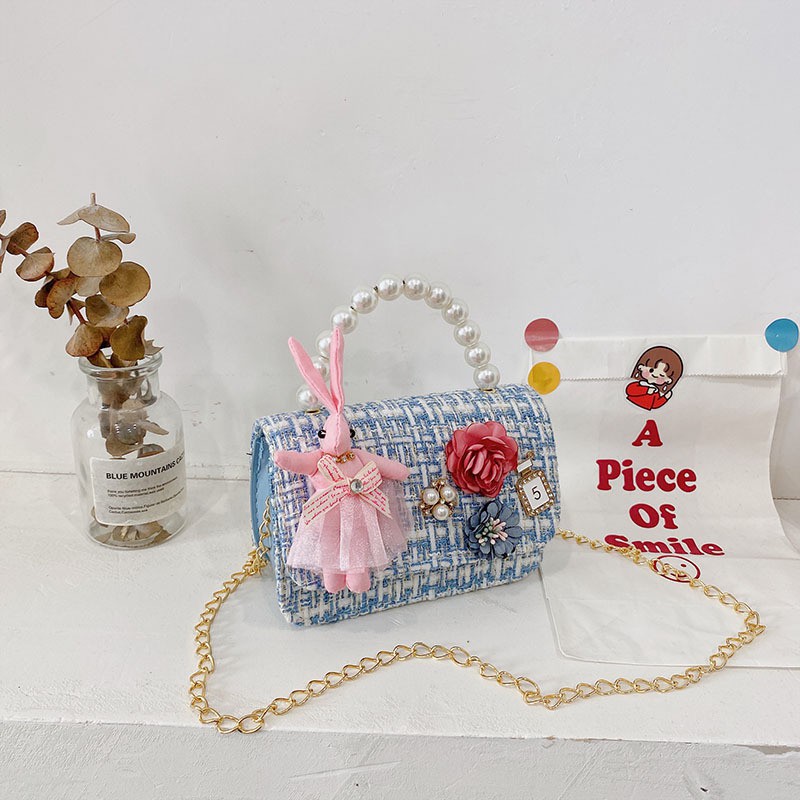 Túi dạ đính thỏ mini xinh xắn, túi đeo Fuha dáng vuông dễ thương cho bé