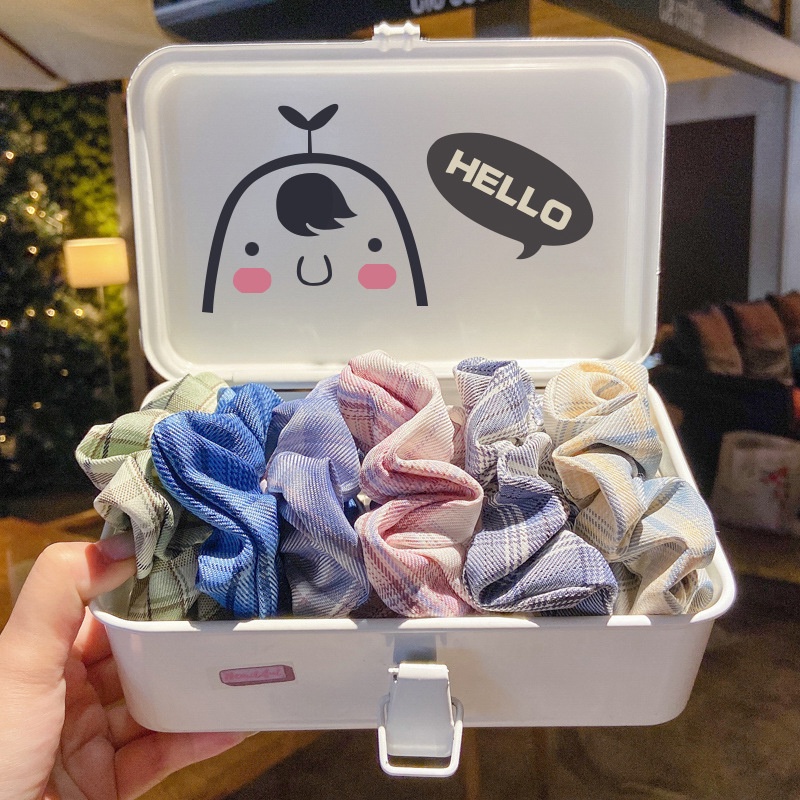 Dây Cột Tóc Cao Su Co Giãn Kẻ Sọc Caro Xinh Xắn Thời Trang Cho Nữ