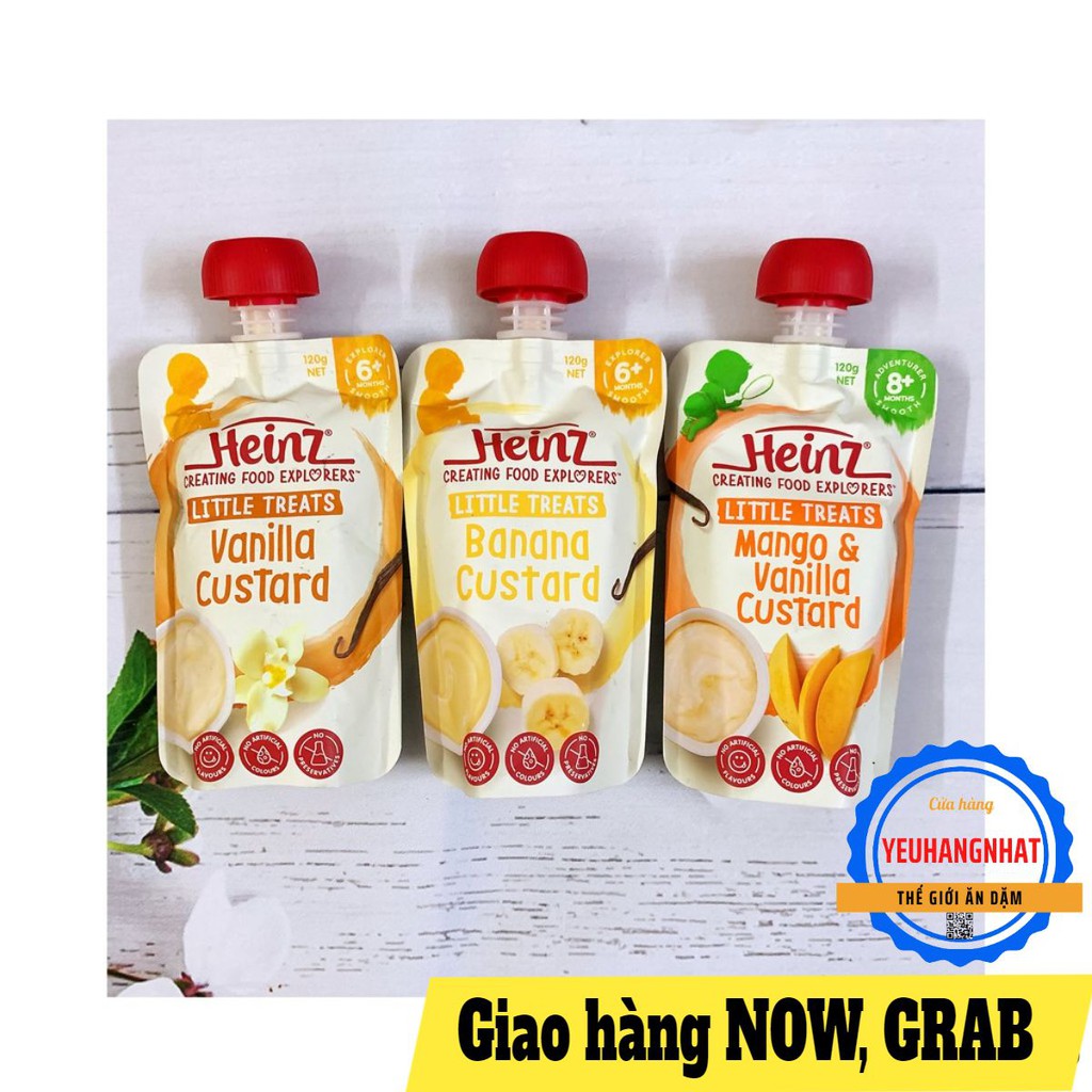 Váng sữa, trái cây nghiền Heinz Úc dạng túi cho bé từ 4m hàng Air 120g