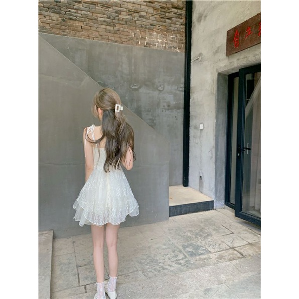 Váy/ đầm 2 dây tiểu thư bánh bèo phong cách Hàn Quốc