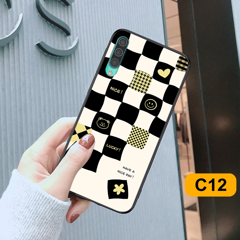 Ốp lưng Samsung A30s - A50 - A50s - A70 in hoạ tiết caro trái tim đen trắng, gấu bear cute đáng yêu