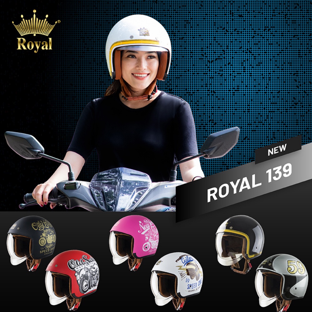 Mũ bảo hiểm 3/4 kính âm Royal M139 - bảo hành 12 tháng