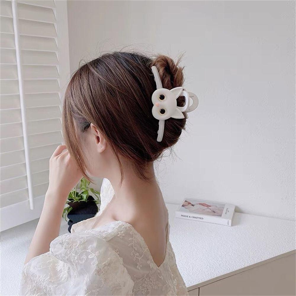 ROWANS Kẹp Tóc Móng Vuốt Mèo Hoạt Hình Màu Trắng / Đen Cho Nữ