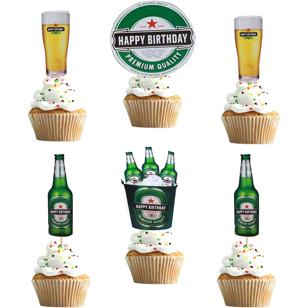 Set 6 Phụ Kiện Trang Trí Chai Bia/Sinh Nhật Dễ Thương