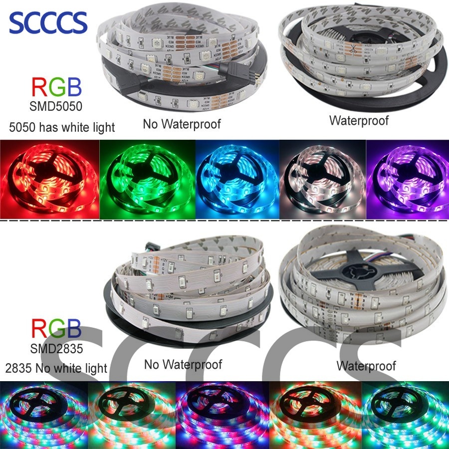 Cuộn dây đèn LED RGB 5050 SMD 2835 DV 12V đổi màu dài 5m 10m 15m kèm điều khiển từ xa