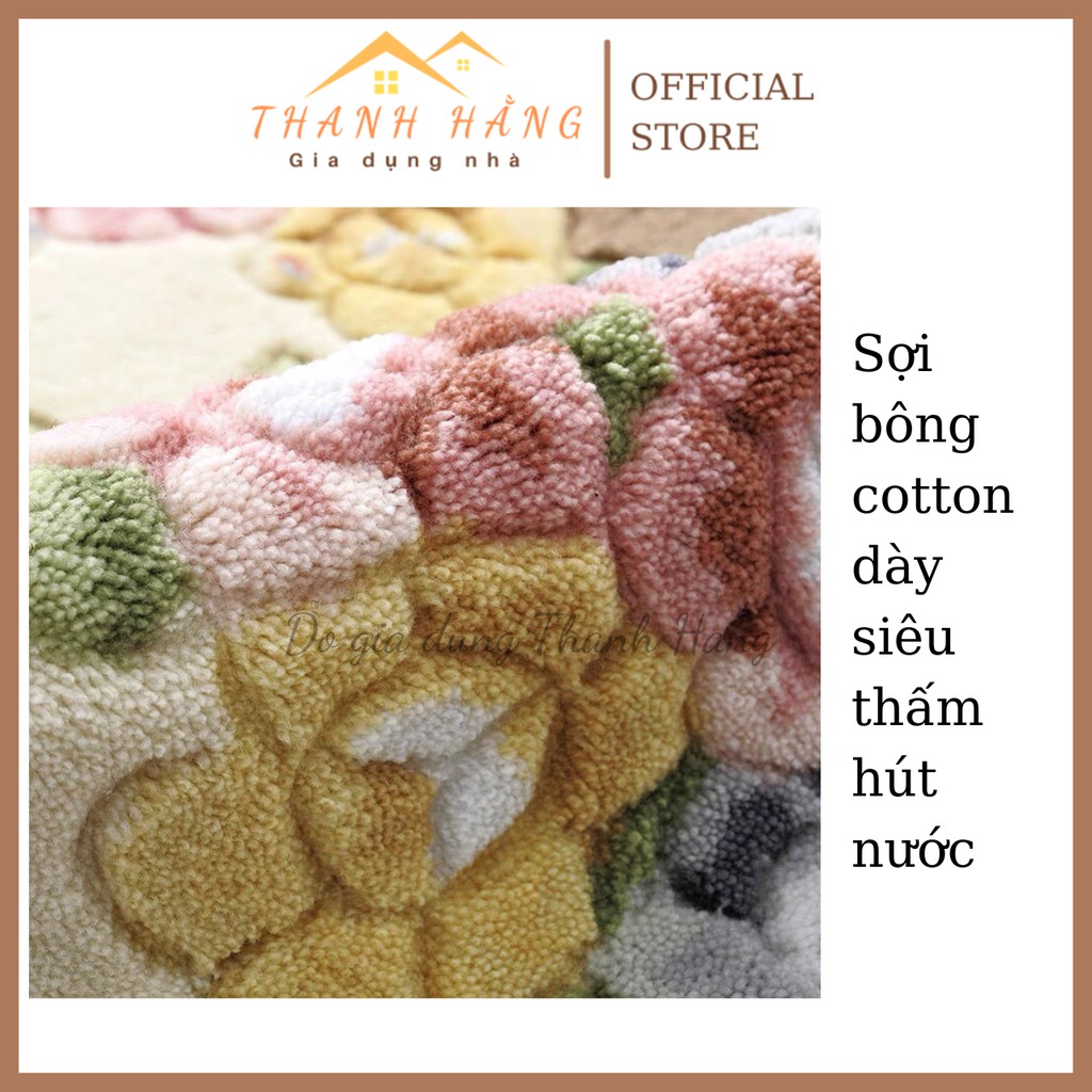 Thảm chùi chân bán cầu freeship thảm chùi chân phòng khách phòng tắm sợi cotton dày dặn sang trọng bán nguyệt