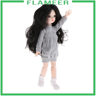 [FLAMEER] 30cm 16 Jointed BJD Girl Doll 3D Eyes Smooth Hair Girl Role Play Toy Gift