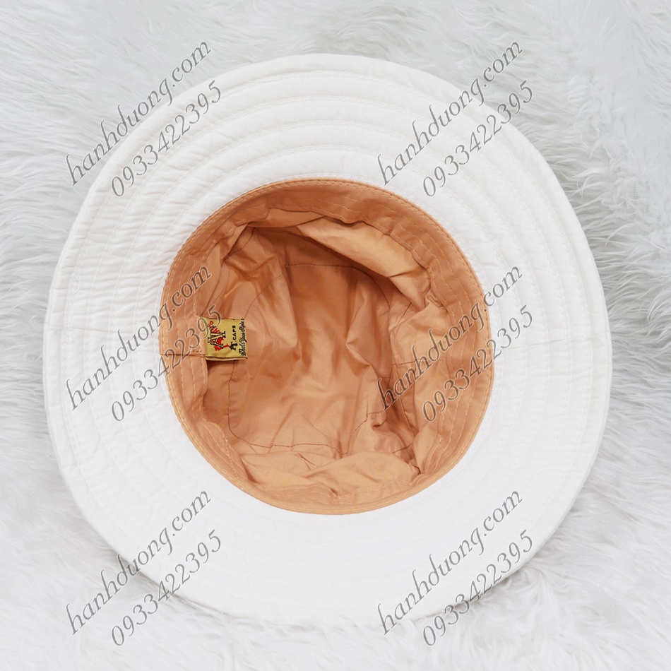 Mũ bo vành rộng 7cm nón tai bèo vành rộng gắn nơ chấm bi, vải cotton cao cấp của AT phù hợp cho nữ