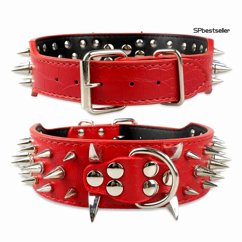 Vòng cổ đinh tán bằng da giả cỡ 2 inch cho chó pitbull