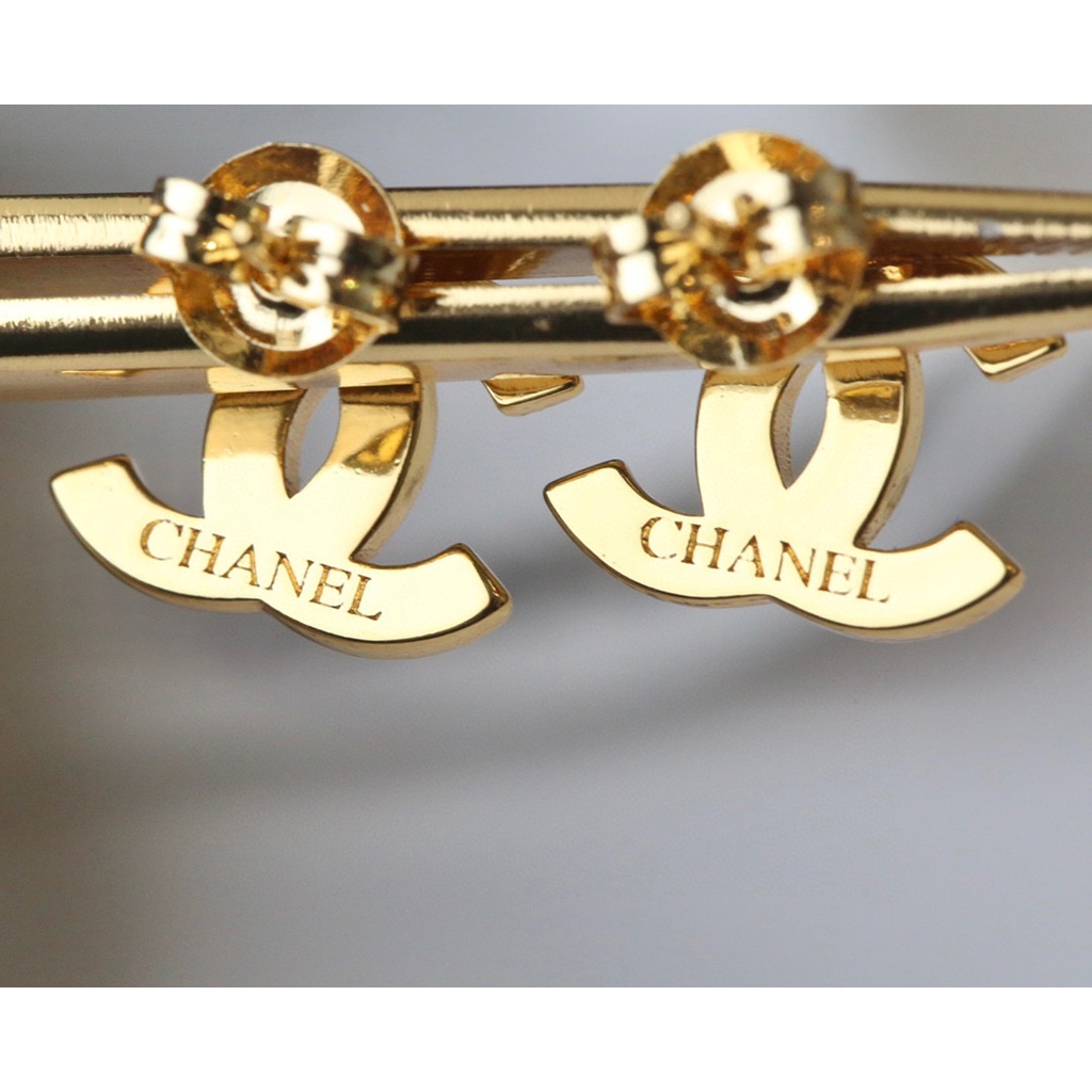 CH Khuyên Tai Hình Chữ C Kép Đính Kim Cương Mạ Bạc 925 Thời Trang Dành Cho Bạn Nữ