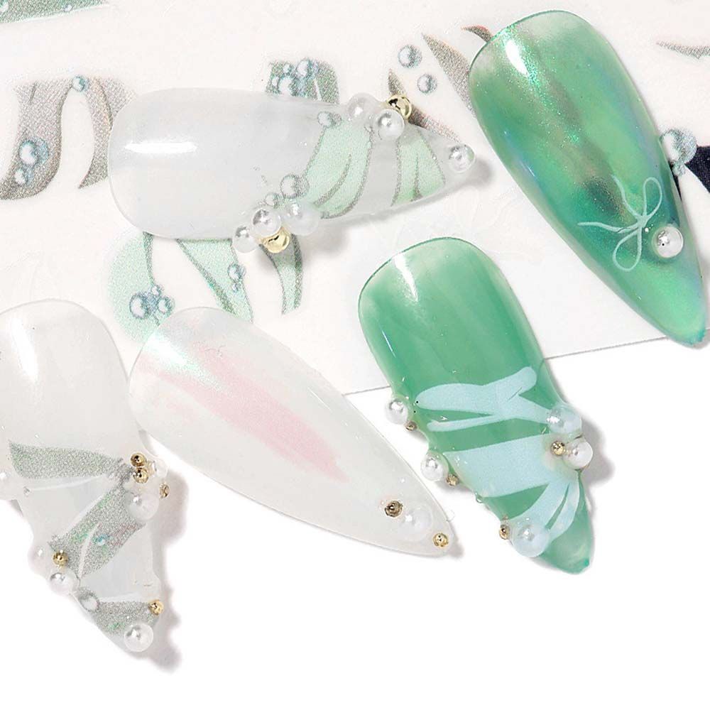 [Hàng mới về] Nhãn dán trang trí móng nghệ thuật họa tiết kiểu ruy băng 3D thanh lịch độc đáo