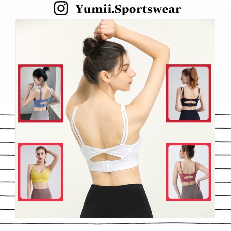 Áo Lót Thể Thao Tập Gym Yoga Nữ - Áo Bra Thể Thao Cài Khoá Nơ Xoắn Lưng Chất Polly Mềm Mịn ( Kèm Mút Ngực )