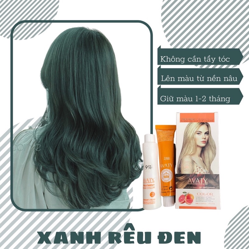 Thuốc nhuộm tóc màu RÊU ĐEN/RÊU ĐÁ LẠNH (không cần tẩy tóc) by Huogn.hairs ✨