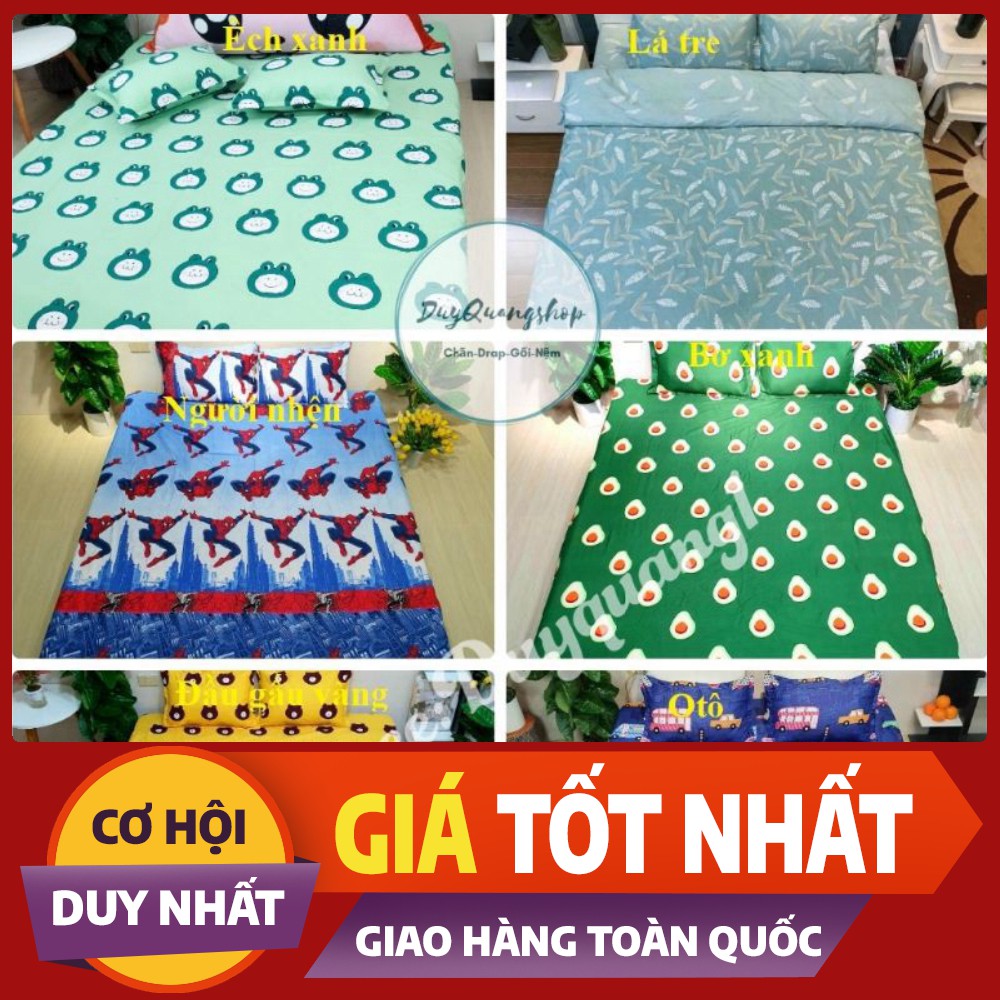 Bộ ga gối cotton poly, được chọn mẫu, gồm 1 ga chun và 2 vỏ gối