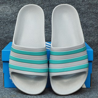 Dép Adidas Adilette Aqua Kid màu xám sọc xanh ngọc