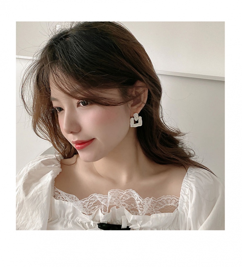 Korea Fashion Simple Pendant Earrings Enamel Flower Stud Earrings