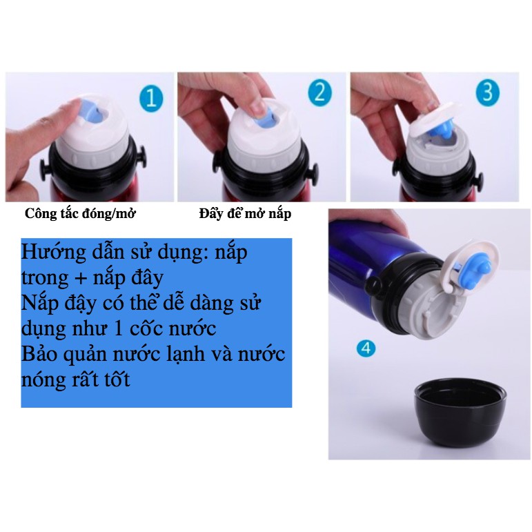 Bình nước giữ nhịệt cao cấp bằng inox 304 chống gỉ 800ml