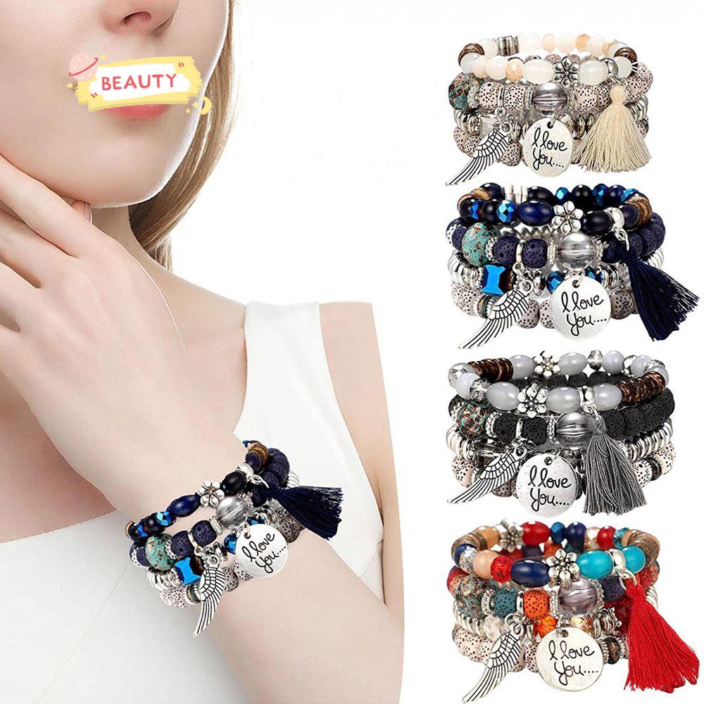 Bộ Vòng Tay Chuỗi Hạt Phối Tua Rua Thời Trang Dự Tiệc Cho Nữ