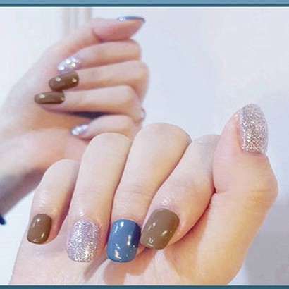 Sét 24 móng tay giả kiểu dài Hin Nail phủ ánh nhũ