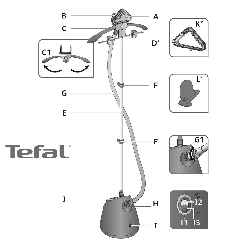 Bàn ủi hơi nước đứng Tefal IT2460E0 công suất 1800W - Hàng chính hãng, bảo hành 24 tháng