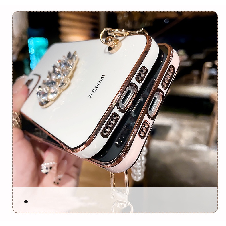 Ốp Lưng Thiên Nga Đính Đá Pha Lê Và Ngọc Trai Giả Cho oppo reno 8t 8 8z 7 4g 7z 5g 6z 6 pro 5 5f 4 4f 3 2 2f