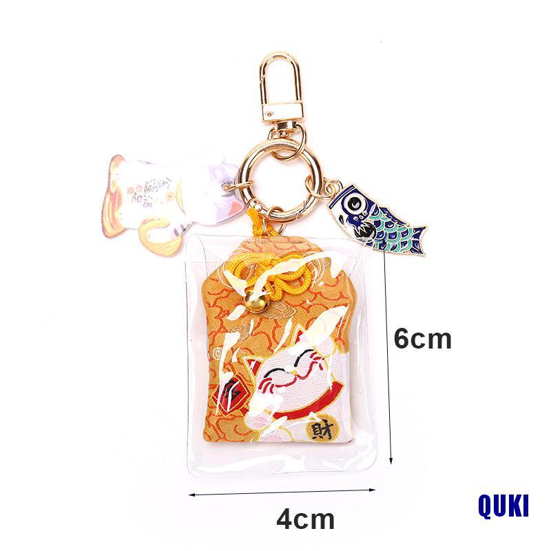 1 Móc Khóa May Mắn Quki Omamori Maneki Neko Dispel Misfortune