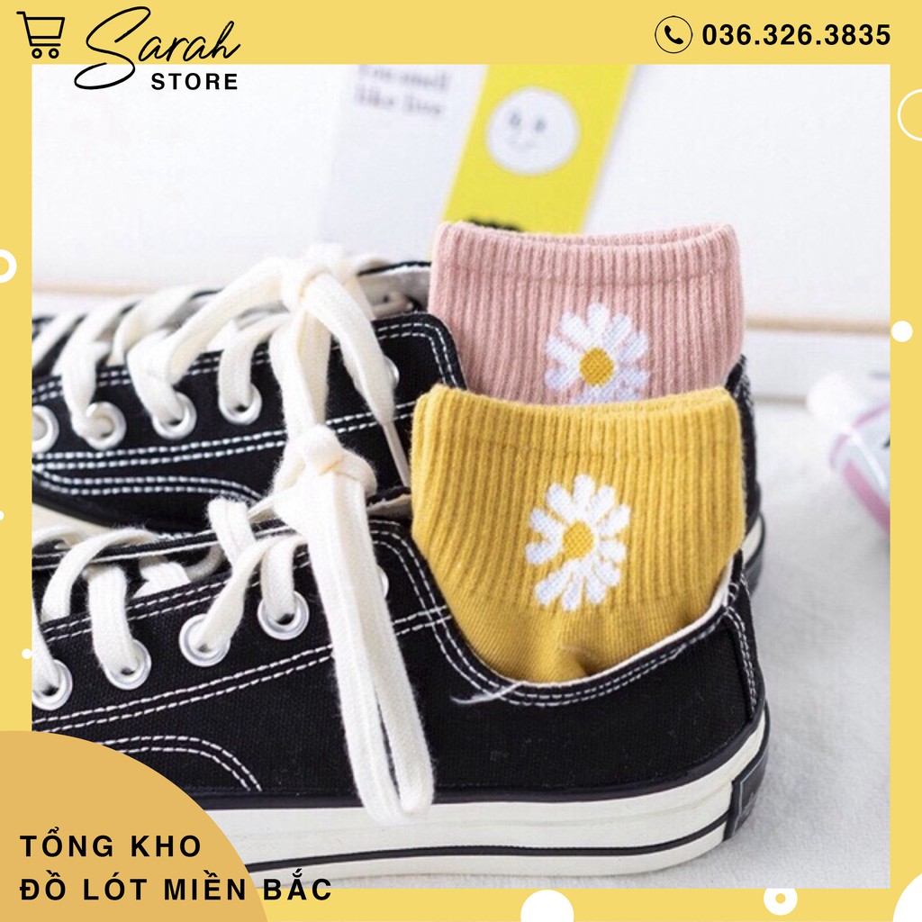 Túi 10 Đôi Tất Nữ Cổ Ngắn Cotton Hoa Cúc