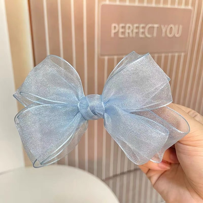 Kẹp Tóc Nơ Lưới Cỡ Lớn Chống Trượt Cho Bé Gái