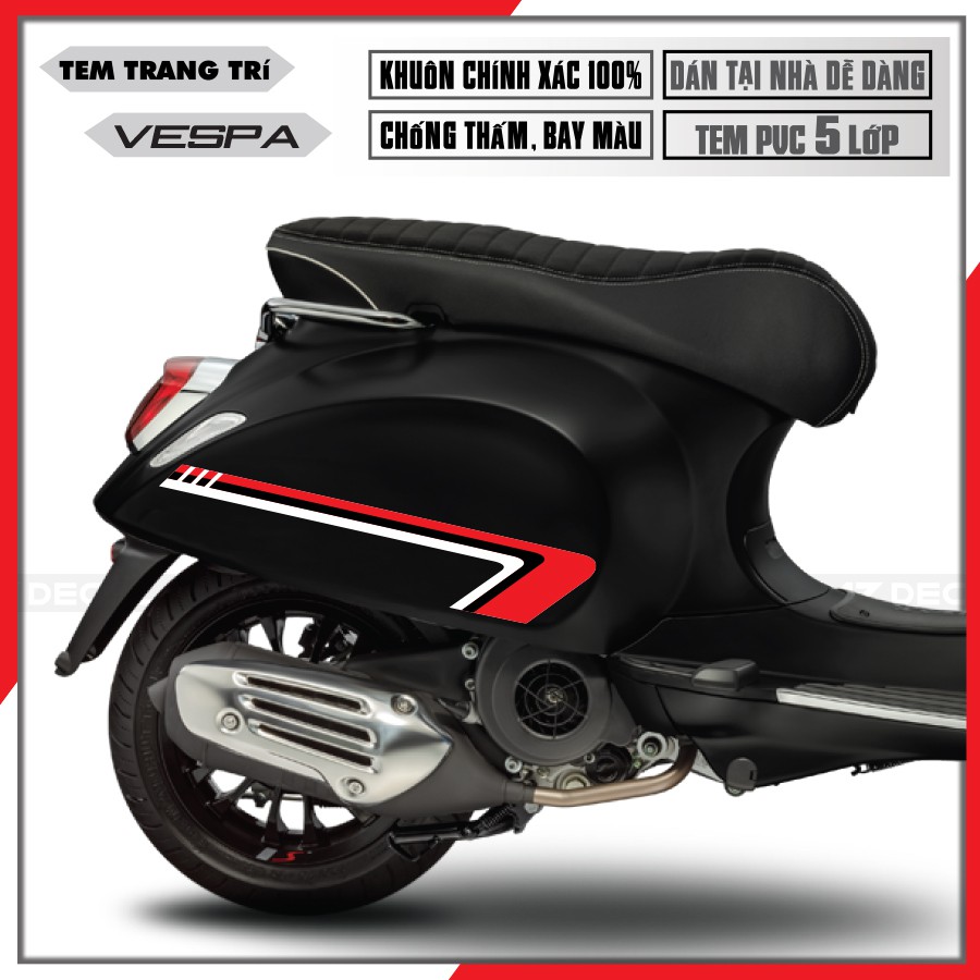 Tem Xe Vespa Sprint/Primavera/GTS/LX | VP14 | Tem Rời Cắt Khuôn Sẵn, Chất Liệu Decal Cao Cấp, Dễ Dán