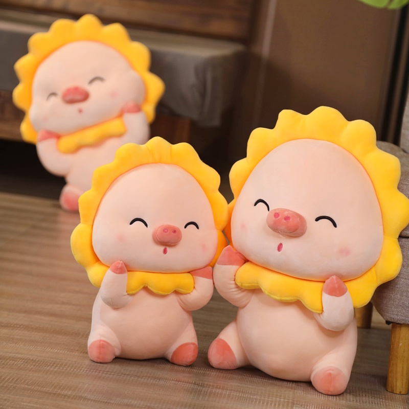 AIXINI ❀35/45/60Cm Kawaii Angel Sunflower Pig Stuffed Toys Plushie Soft Toy Animal Pillow Kawaii Room Decor Girls Birthday Gift Doll Kid