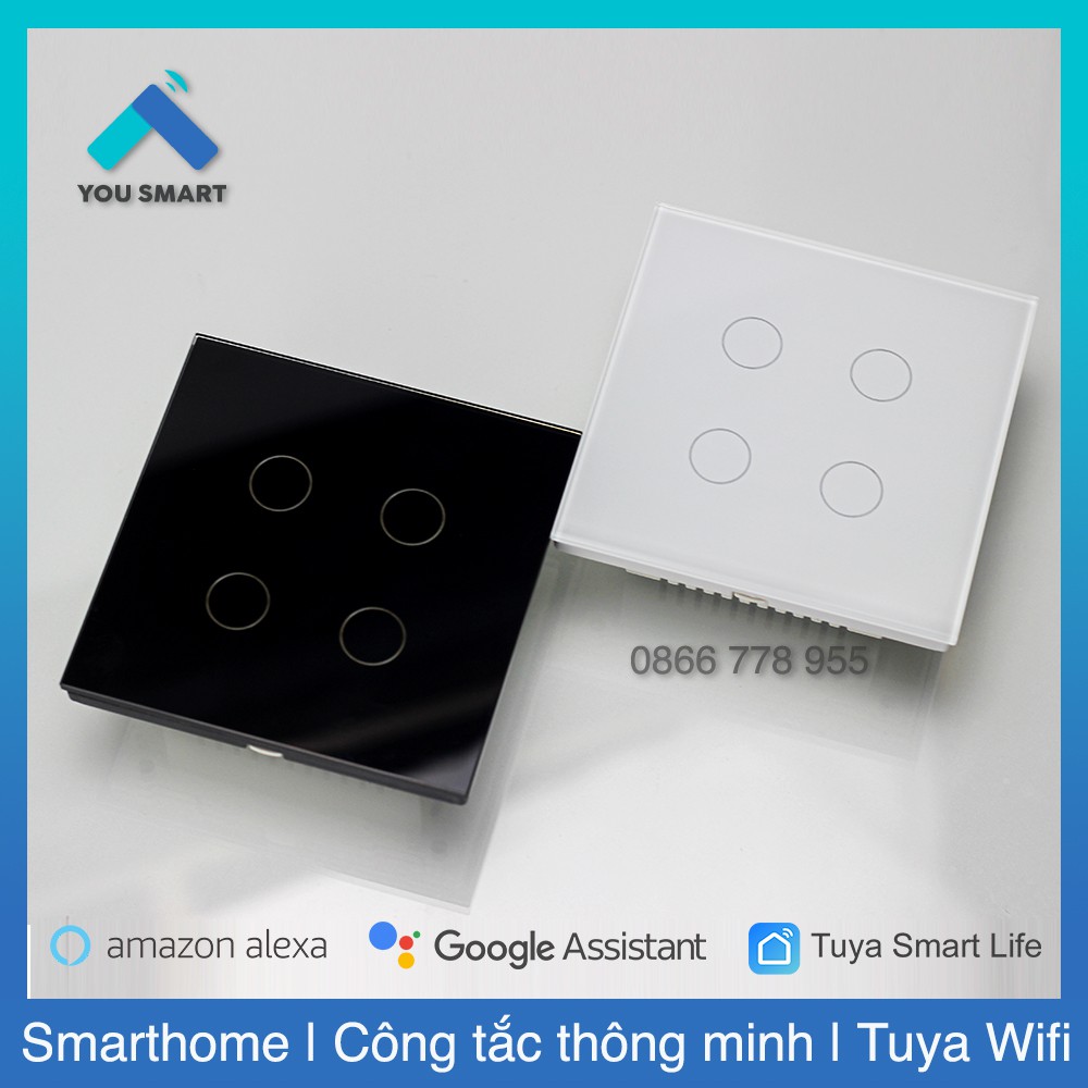 Công Tắc Thông Minh Vuông Wifi Tuya Smartlife 1-2-3-4 Nút