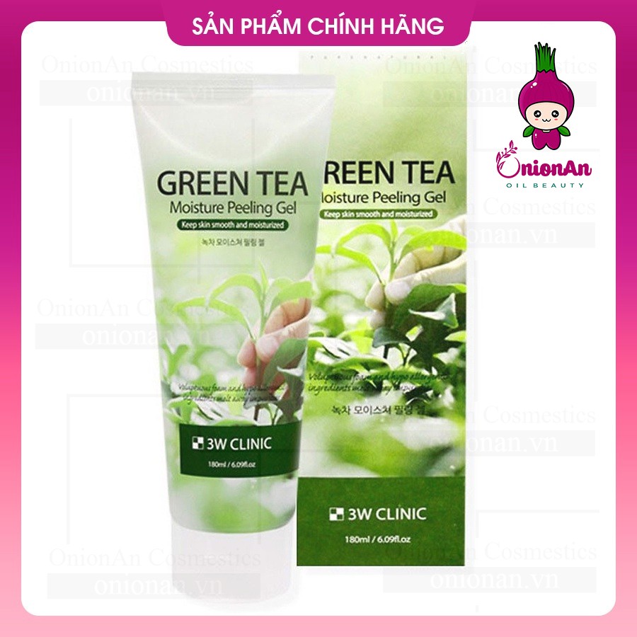 Gel tẩy tế bào chết trà xanh 3W Clinic Green Tea Moisture Peeling Gel 180ml