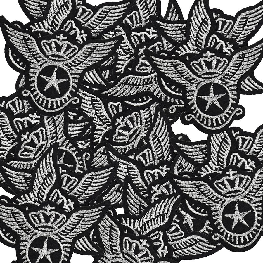 1 Miếng Vá Quần Áo Thêu Hình Trắng Đen diy