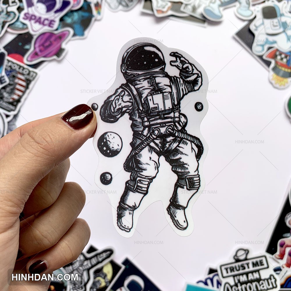 Sticker Phi Hành Gia - Astronaut SPACE chống nước dán nón bảo hiểm, laptop, guitar, xe