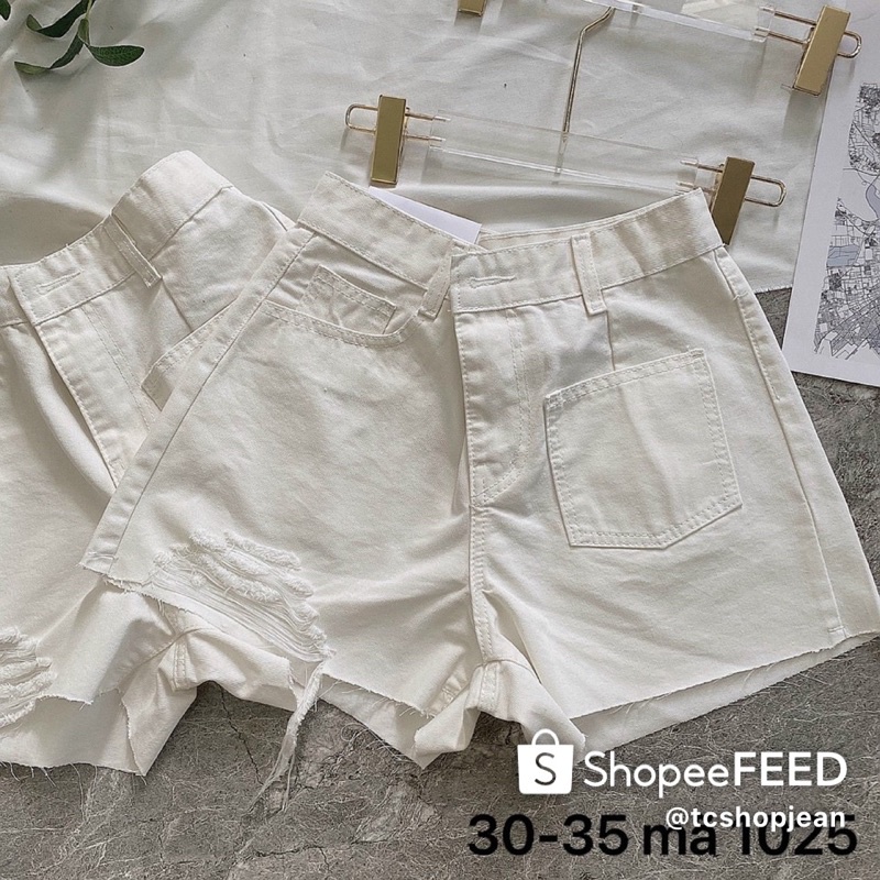 Quần Short Jeans nữ Bigsize Đen trắng Túi Kiểu Ms 1025 size 30 đến 35