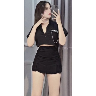 sét bộ Hót hít được tặng kèm dây xích !! Chất vải áo kate, chất vải quần giả váy tuyết mưa đẹp mềm mại, phom từ 40-55 ky