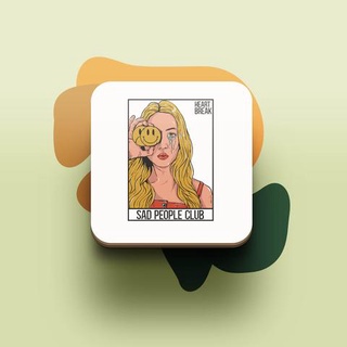 Miếng lót ly uống nước chống thấm nước bảo vệ bàn khỏi đồ uống in hình dễ thương Sad People Club