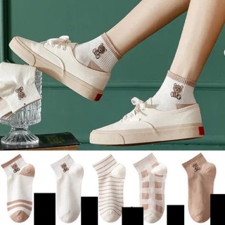 Vớ gấu nâu sọc ca rô set 5 đôi