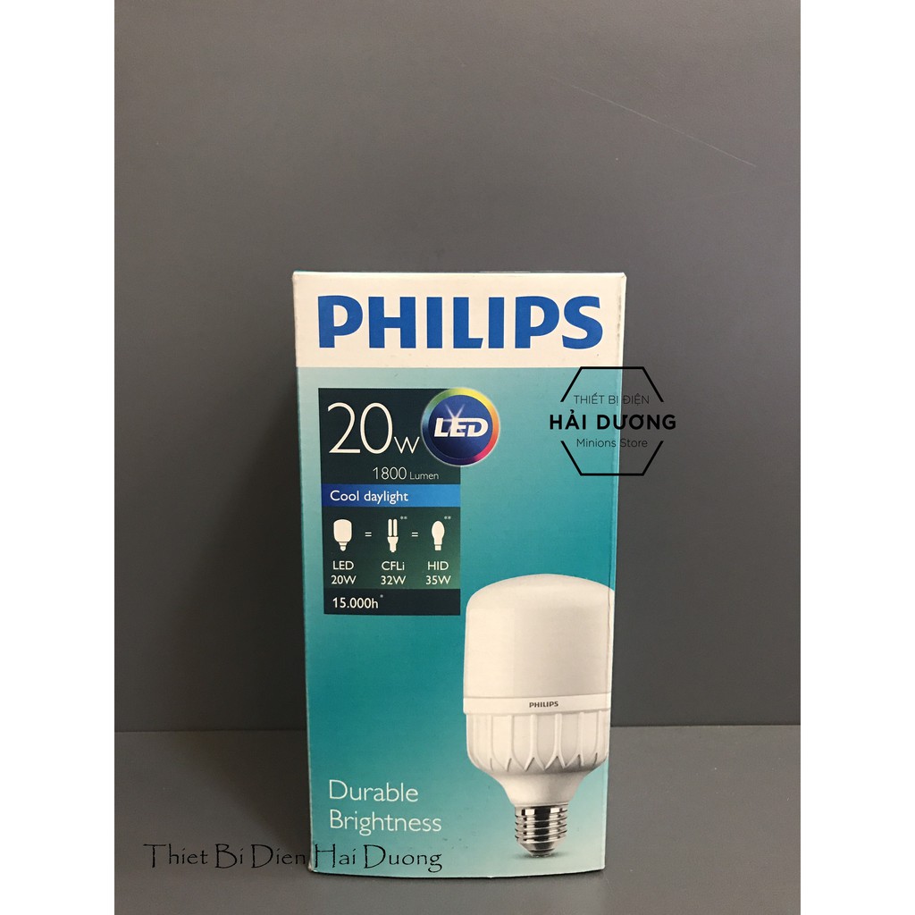 Bộ 6 Bóng đèn Philips LED trụ 20W đuôi E27 230V P45 ánh sáng trắng/vàng - Bảo hành 24 tháng