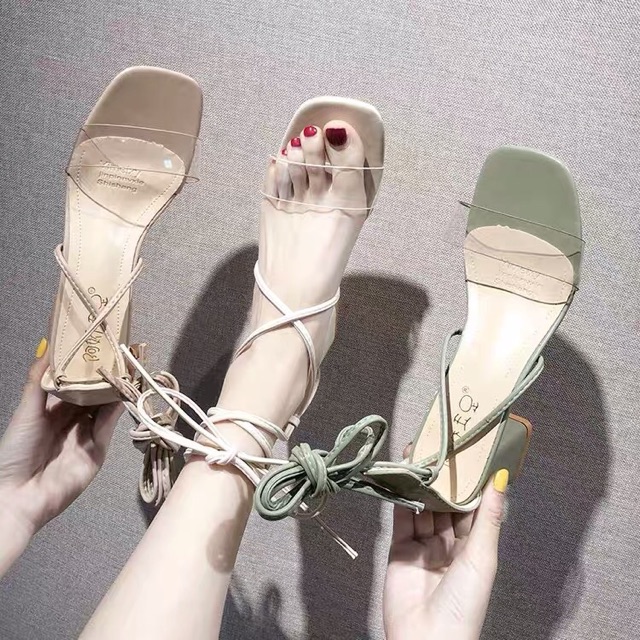 (Order) Sandal cao gót , 2 Mẫu Sandal Quai Trong + Sandal Quai Chéo, Sandal Buộc Dây ( Ảnh Thật )