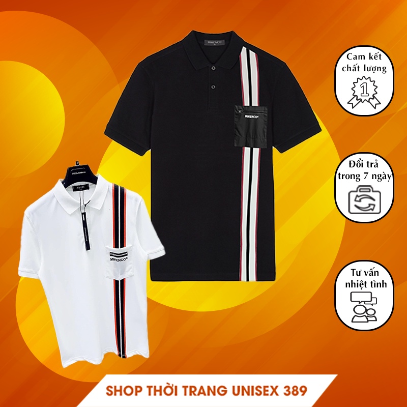 Áo Polo MIKENCO Kẻ Sọc Đen Đỏ Trắng Cực Đẹp, Form Ôm Sát, Phong Cách Đường Phố