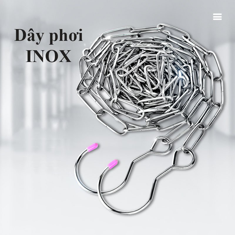 Dây phơi quần áo INOX bền đẹp có móc gài, dây phơi đồ cao cấp_Qdecor