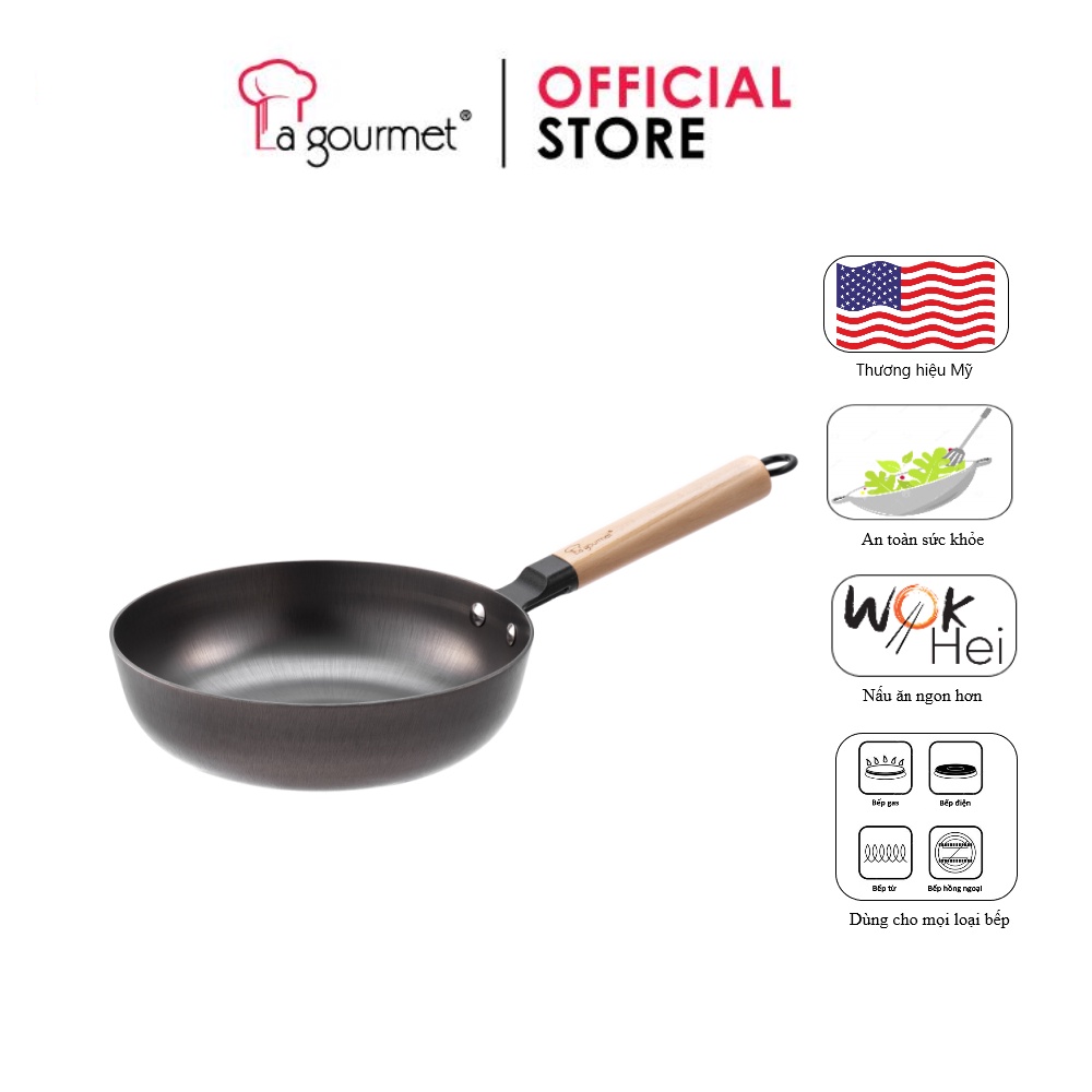 [Mã BMLT300 giảm đến 300K đơn 499K] Chảo gang La gourmet Nitrigan 24cm sâu - 347695