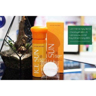 Kem chống nắng ice sun spf50 pa++++ clear ice puff sun - nature republic