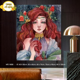 [CÓ SẴN]TRANH SƠN DẦU SỐ HÓA HÌNH CÔ GÁI N008 - TRANH TỰ TÔ MÀU THEO SỐ CÓ KHUNG CĂNG SẴN KÍCH THƯỚC 40x50cm