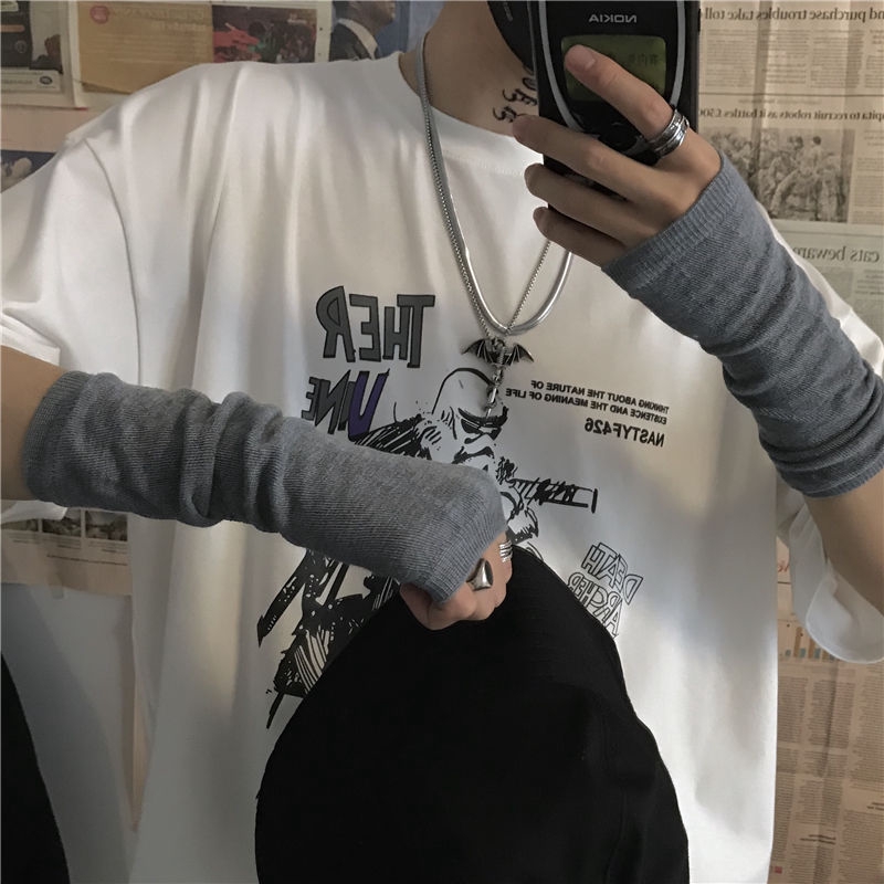 Găng tay nửa ngón Yamamoto màu tối 225600 chống nắng phong cách Harajuku dễ phối đồ cho nam nữ