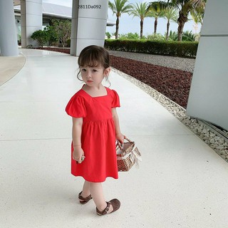 Đầm đỏ bé gái thắt nơ lưng đáng iu (11-23 kg)